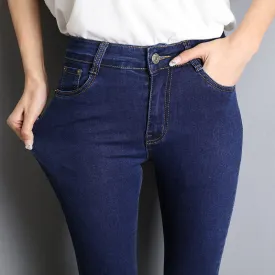 Amy Fashion - Blue Gray Black Woman High Elastic Jeans