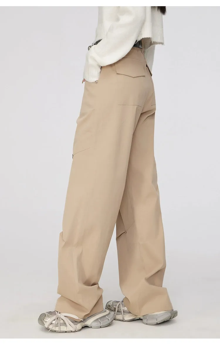 Black & Khaki Star Pleated Utility Wide-Leg Pants