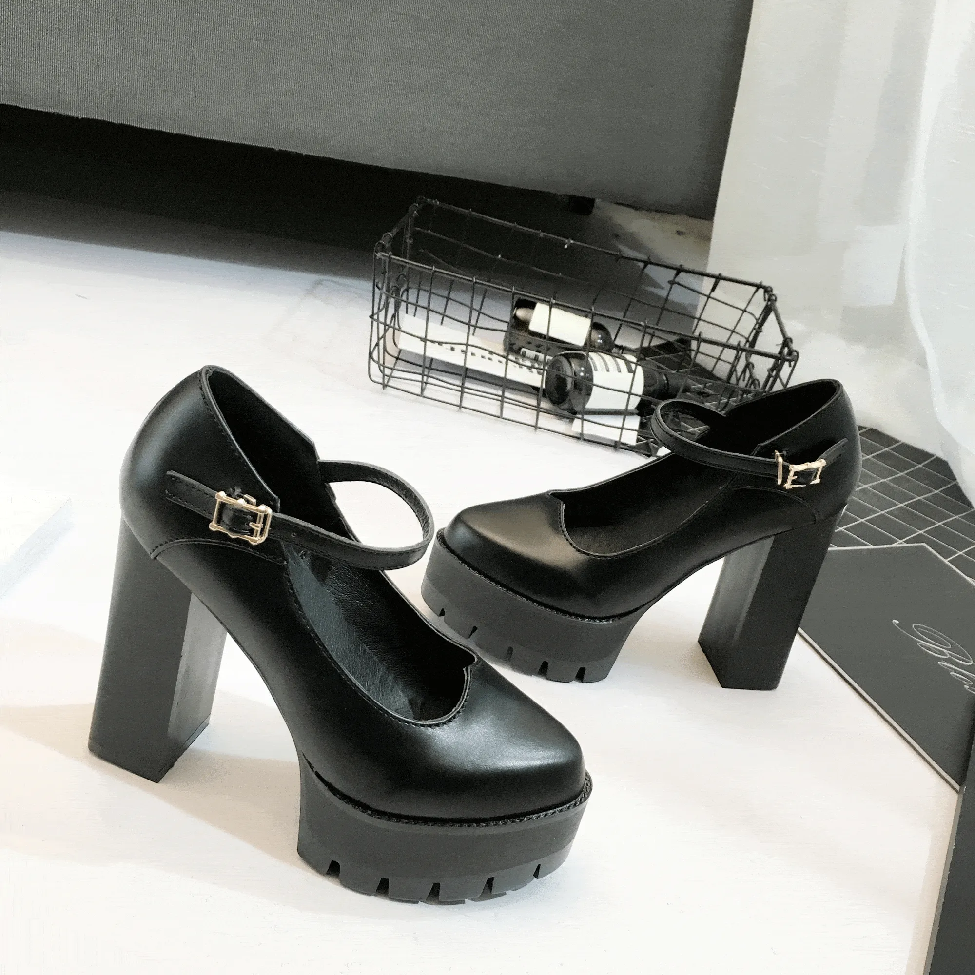 Black lolita Strap High Heels Shoes SD00229