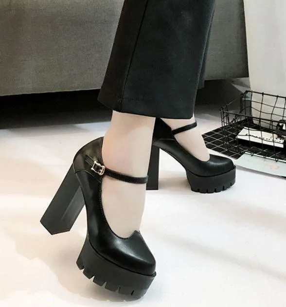 Black lolita Strap High Heels Shoes SD00229