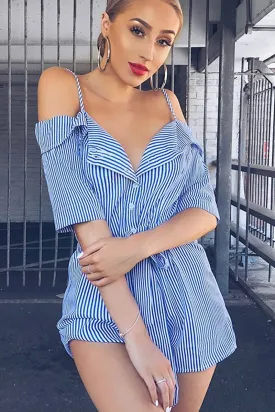 Blue Stripe Playsuit - Carlynn