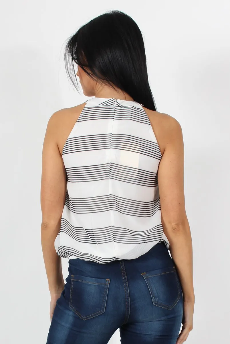 Carly White High Neck Top