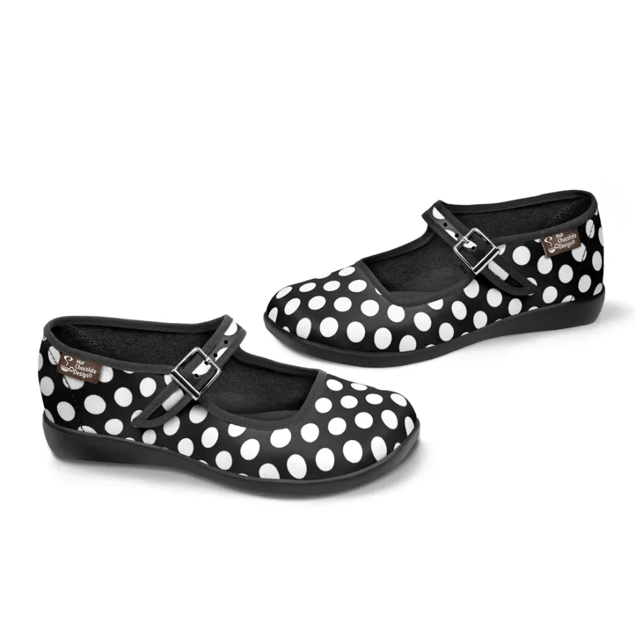 Chocolaticas® BLACK POLKA Mary Jane Flat