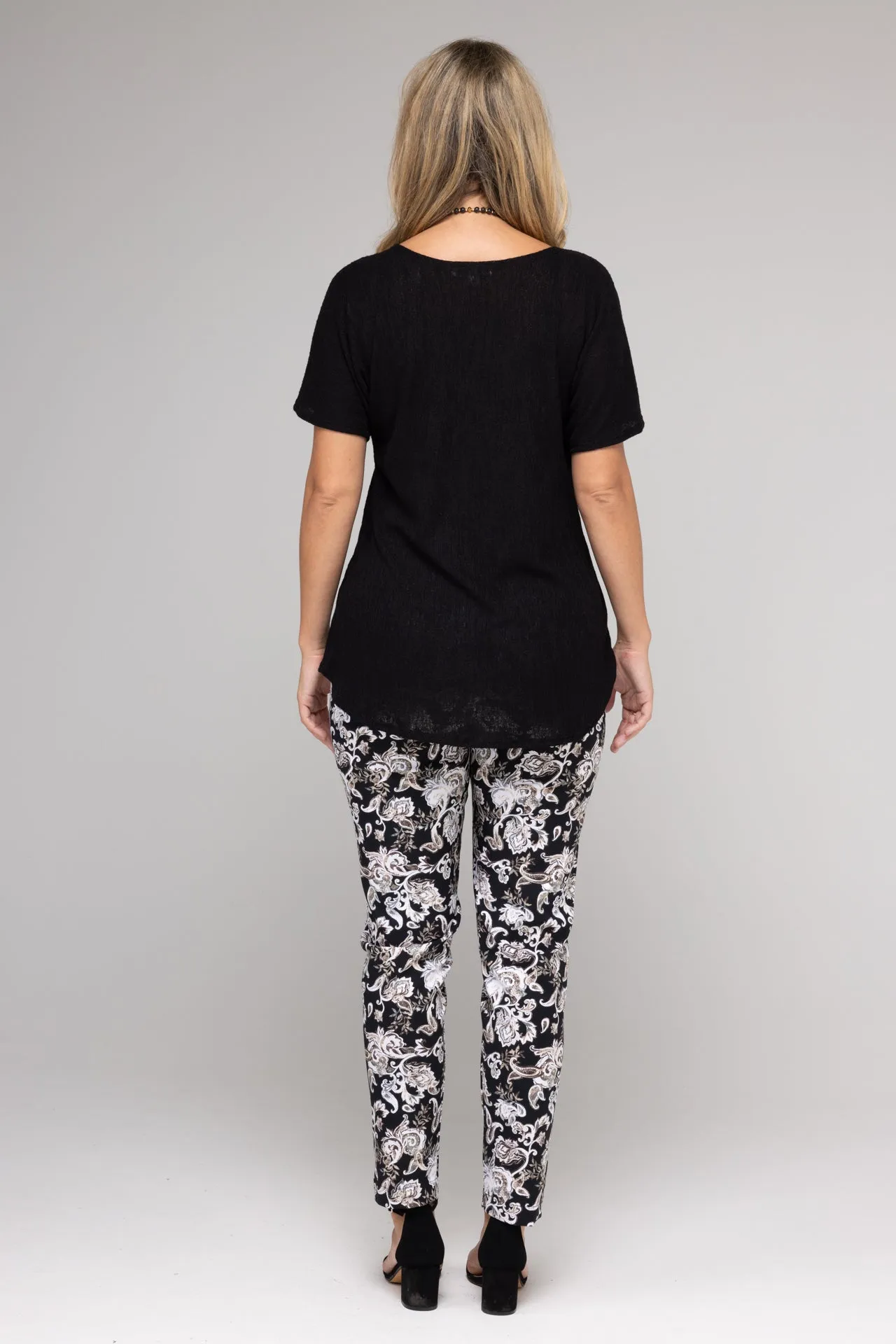 Corfu Print Stretch Rayon/Nylon Full Length Pants