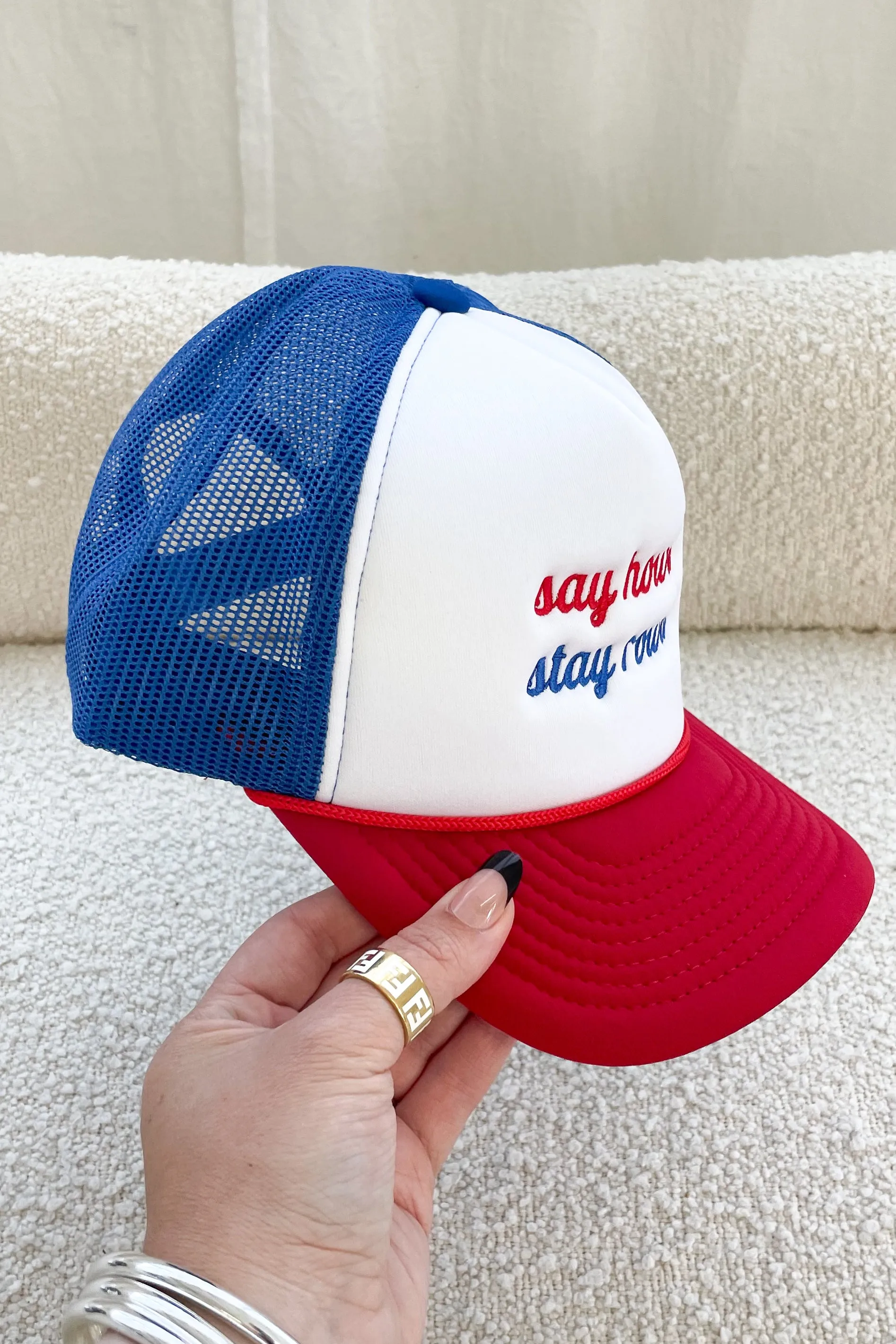 DEAL Say Howdy Stay Rowdy Red White And Blue Trucker Hat