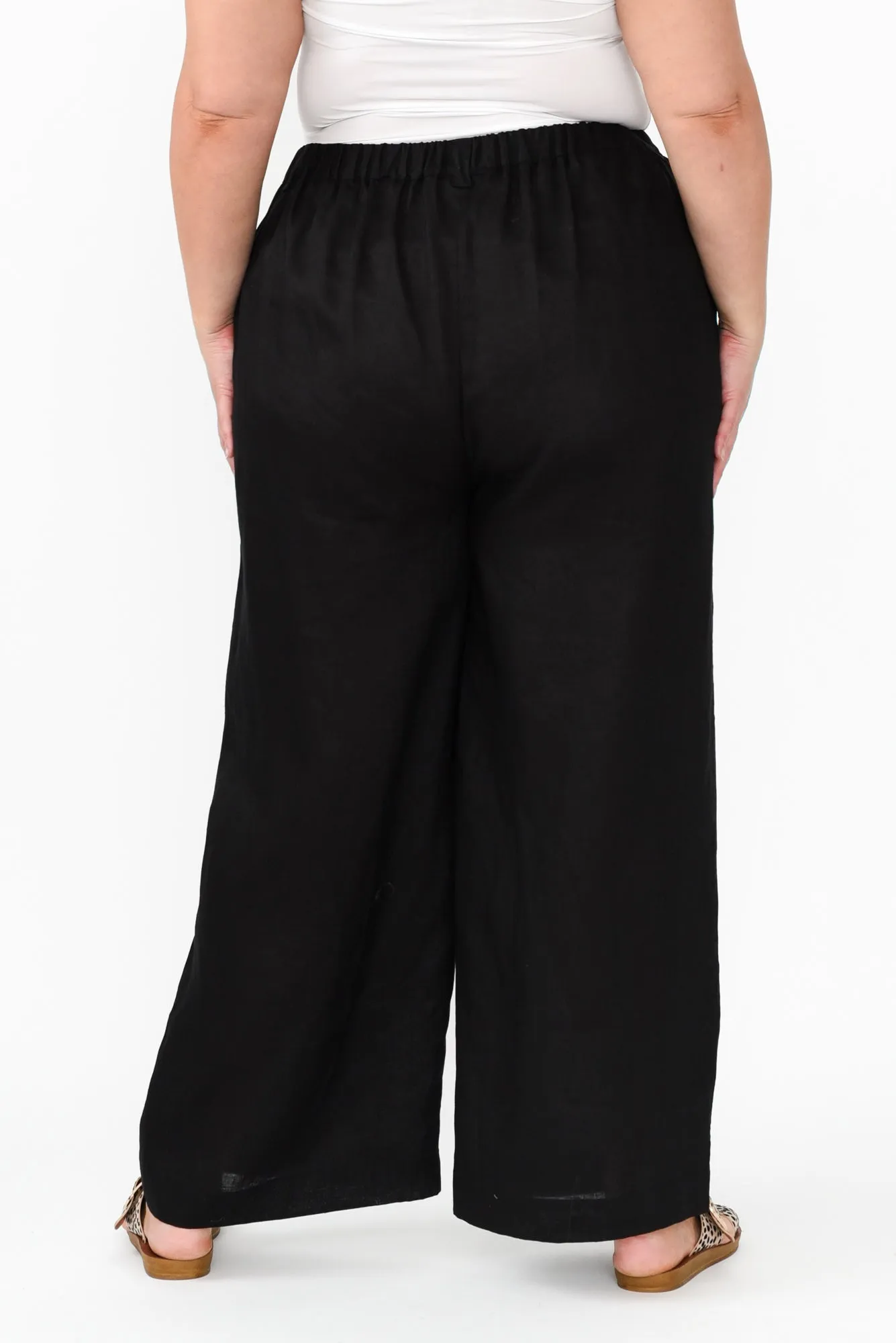 Delsey Black Linen Wide Leg Pants