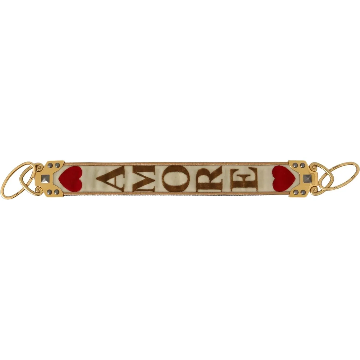 Dolce & Gabbana Chic Gold AMORE Print Shoulder Strap