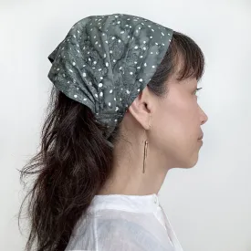 Head scarf Tie Gray White Polka Dots on splash print