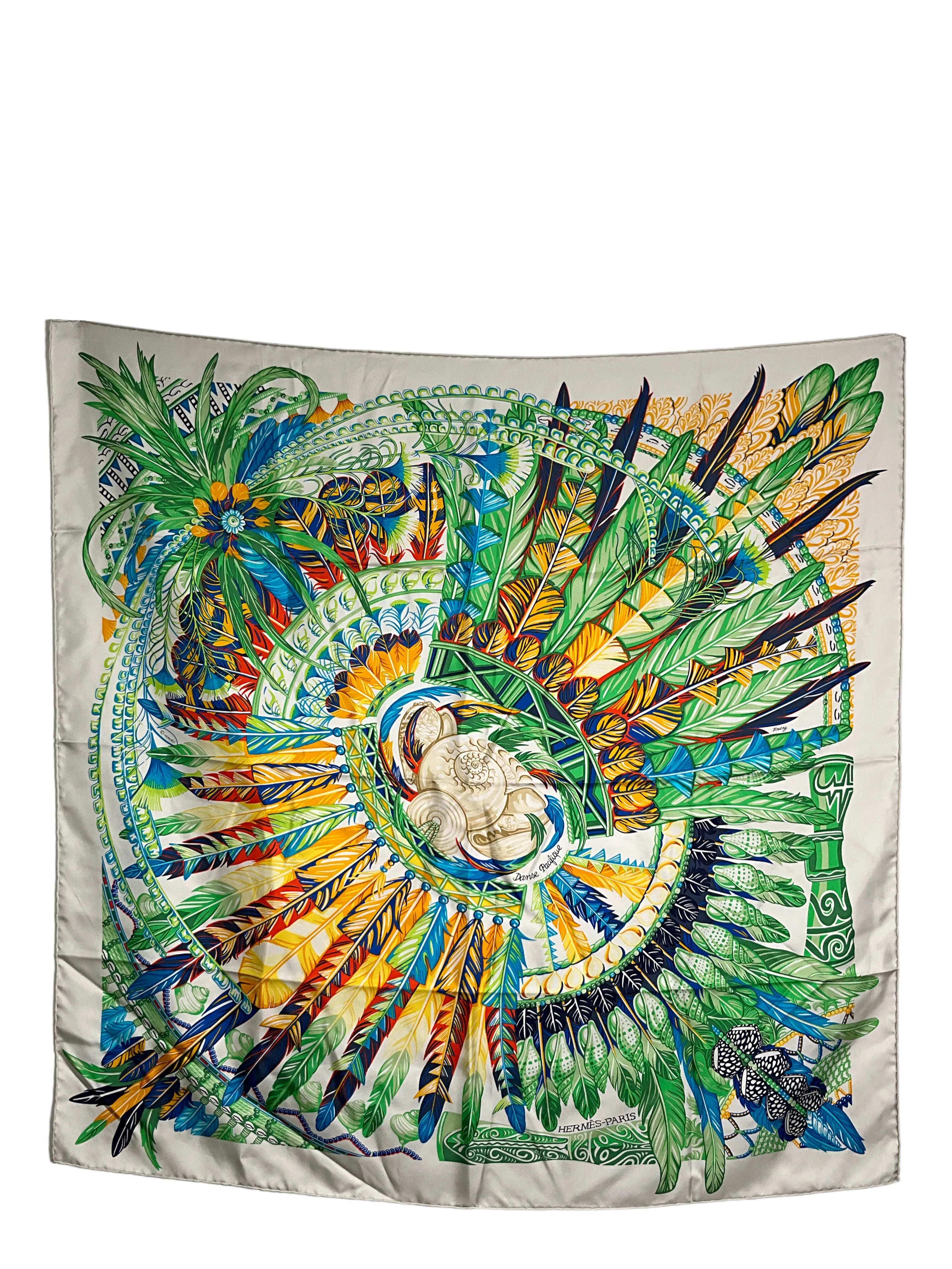 HERMES Danse Pacifique Silk Scarf 90