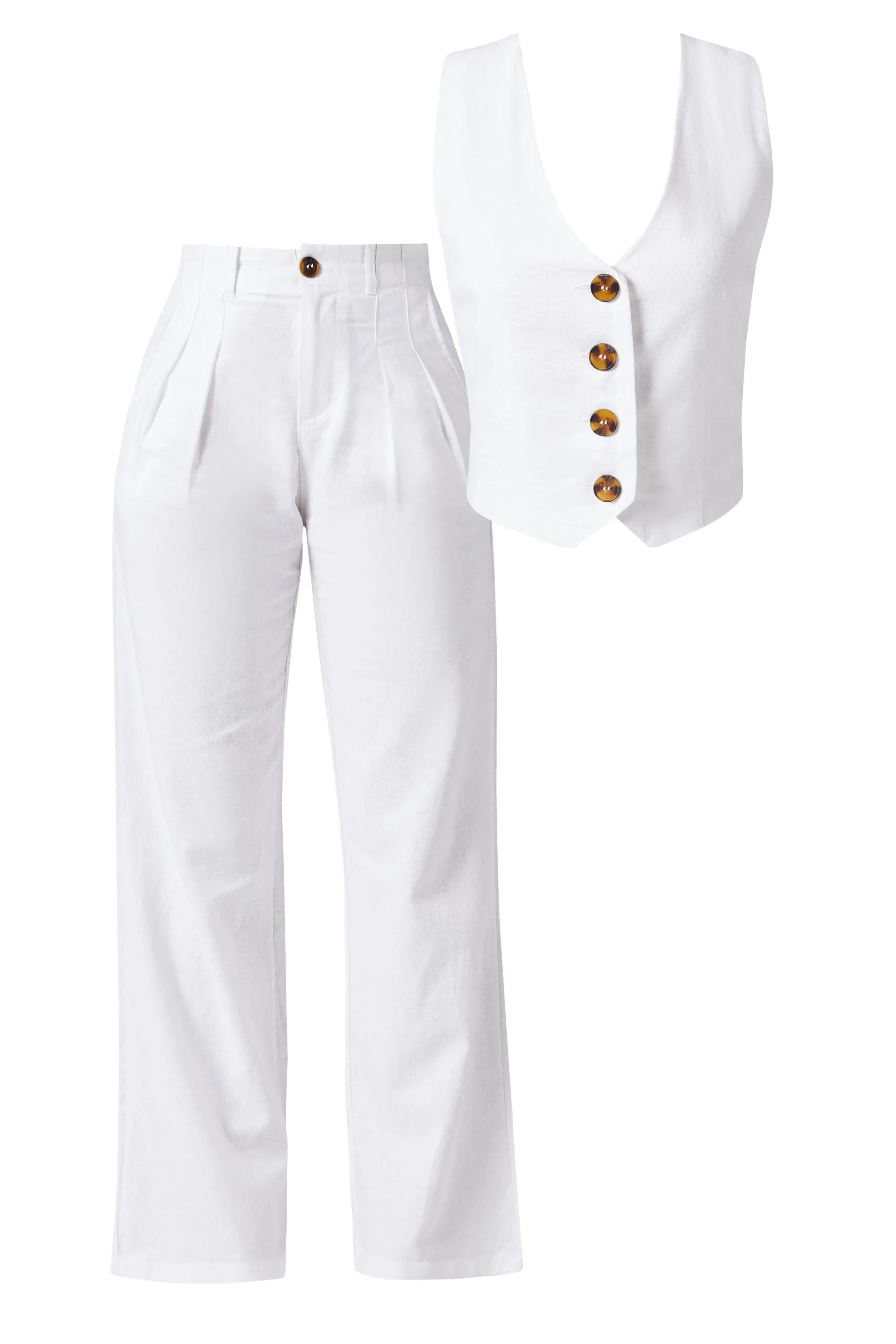 Kiva White Linen Pants