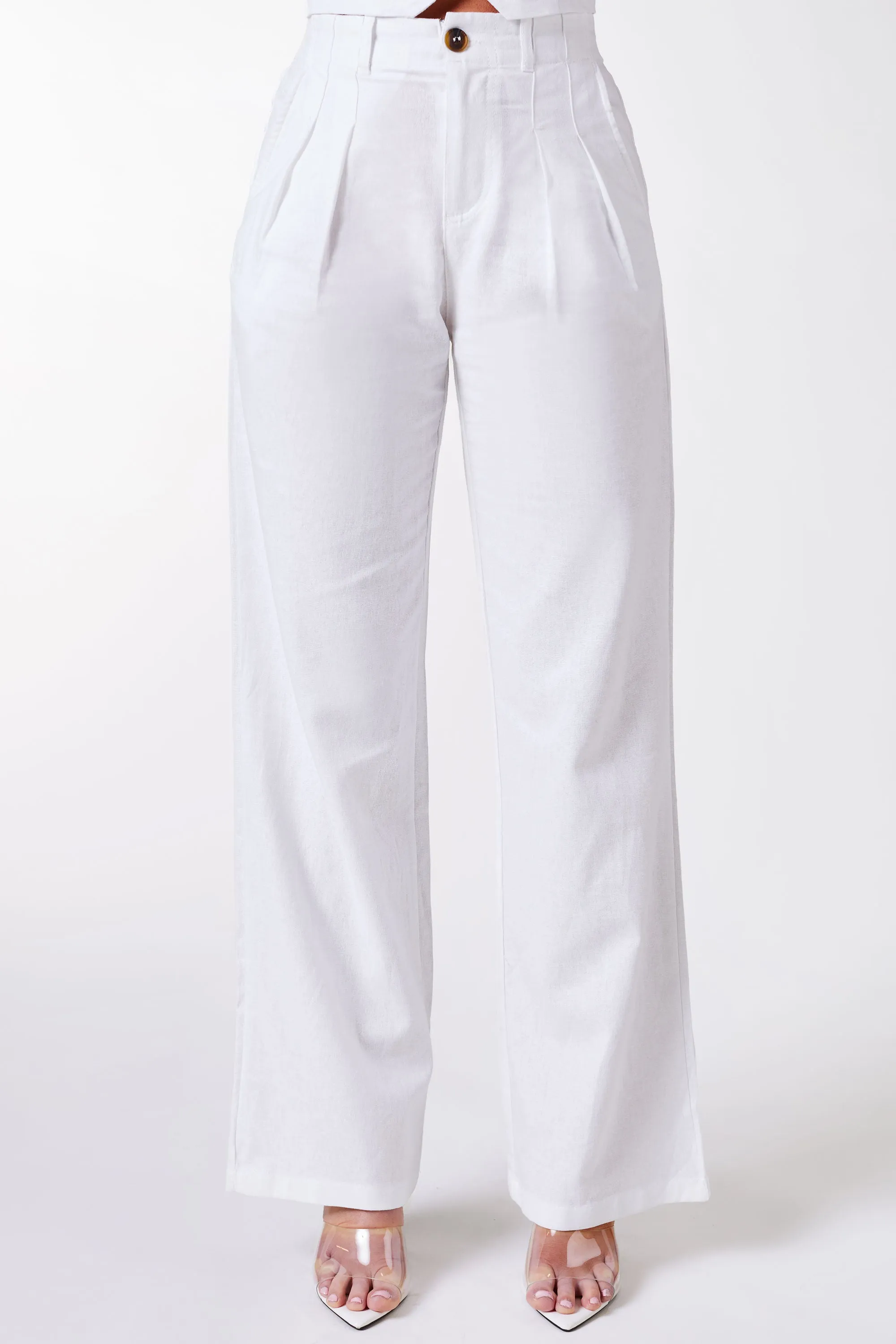 Kiva White Linen Pants