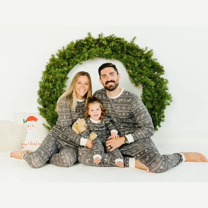 Men’s Jogger Pajama Set - Gray Fair Isle