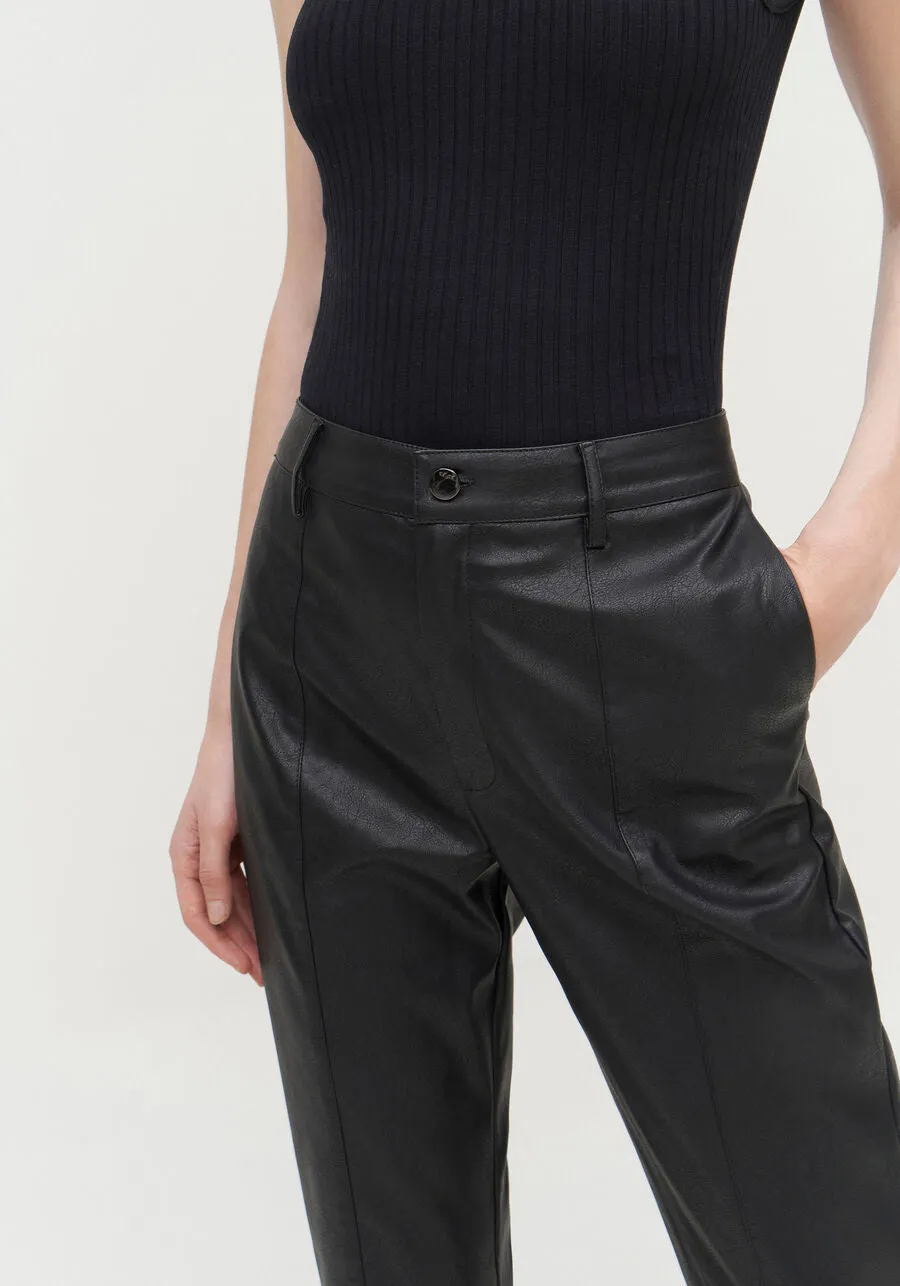 Mid Rise Faux Leather Pants