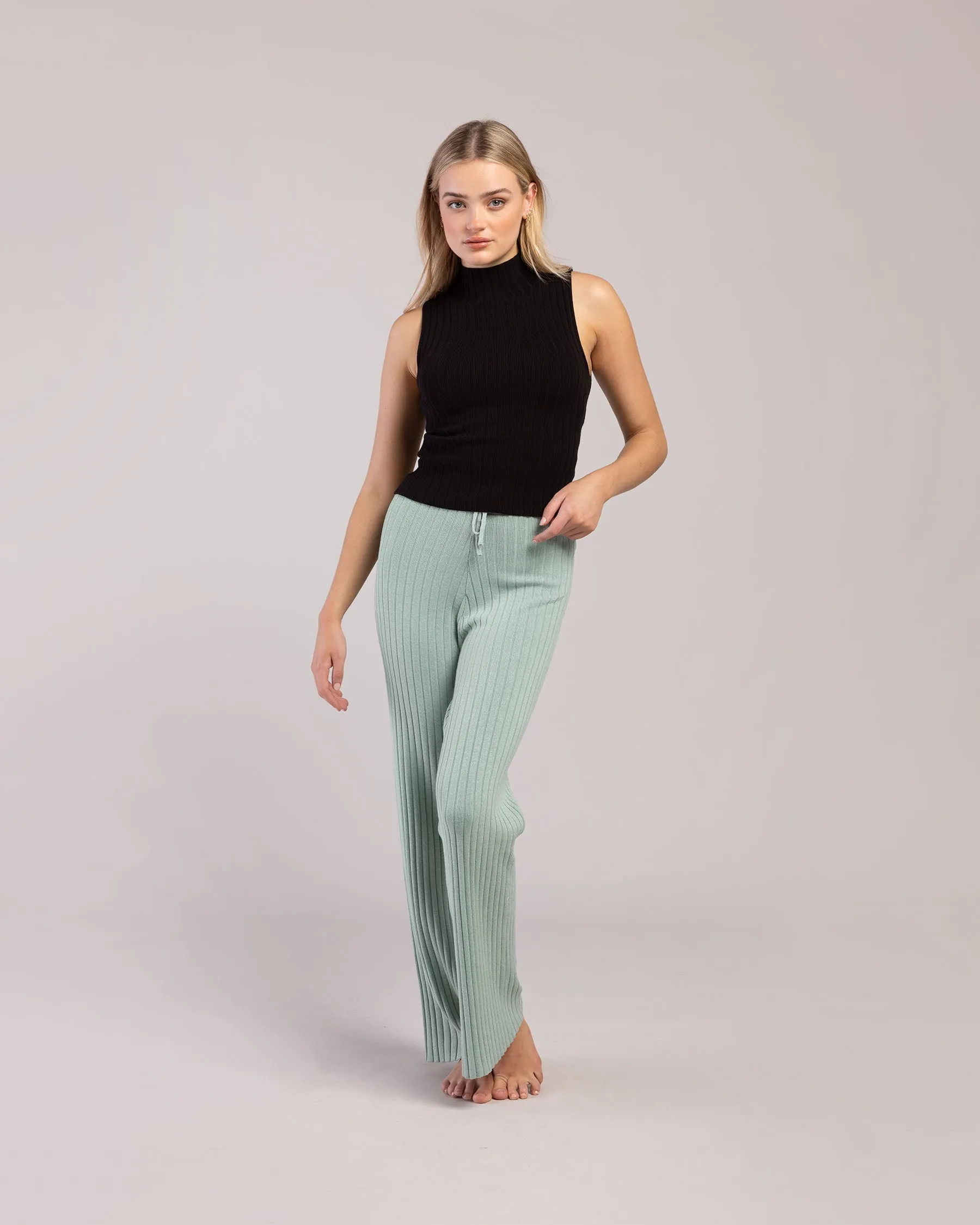 Rib Lounge Wide Leg Pant