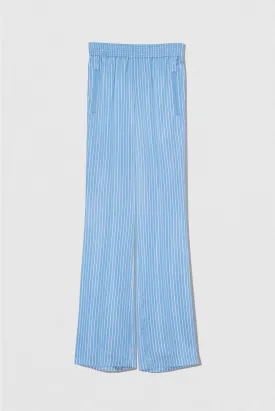 Satin Pin Stripe Trouser Blue And White Viscose Blend