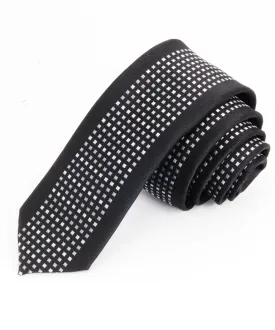 Slim Panel Necktie in Black and Grey