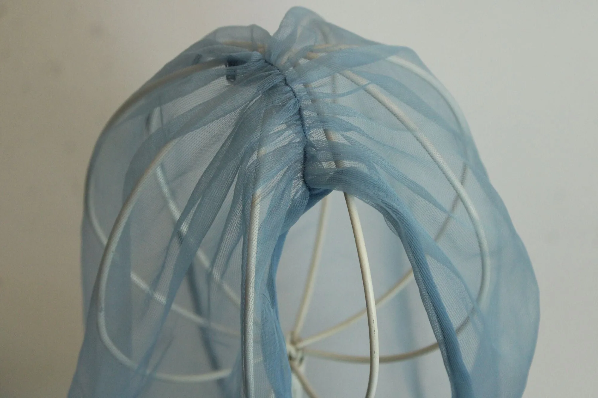 Vintage 1950s 1960s Blue Gray Nylon Chiffon Head Scarf