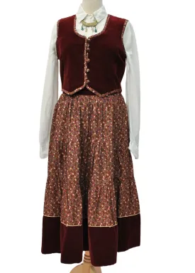 Vintage 70s Burgundy Ditsy Floral Skirt and Vest Set • Marion Donaldson